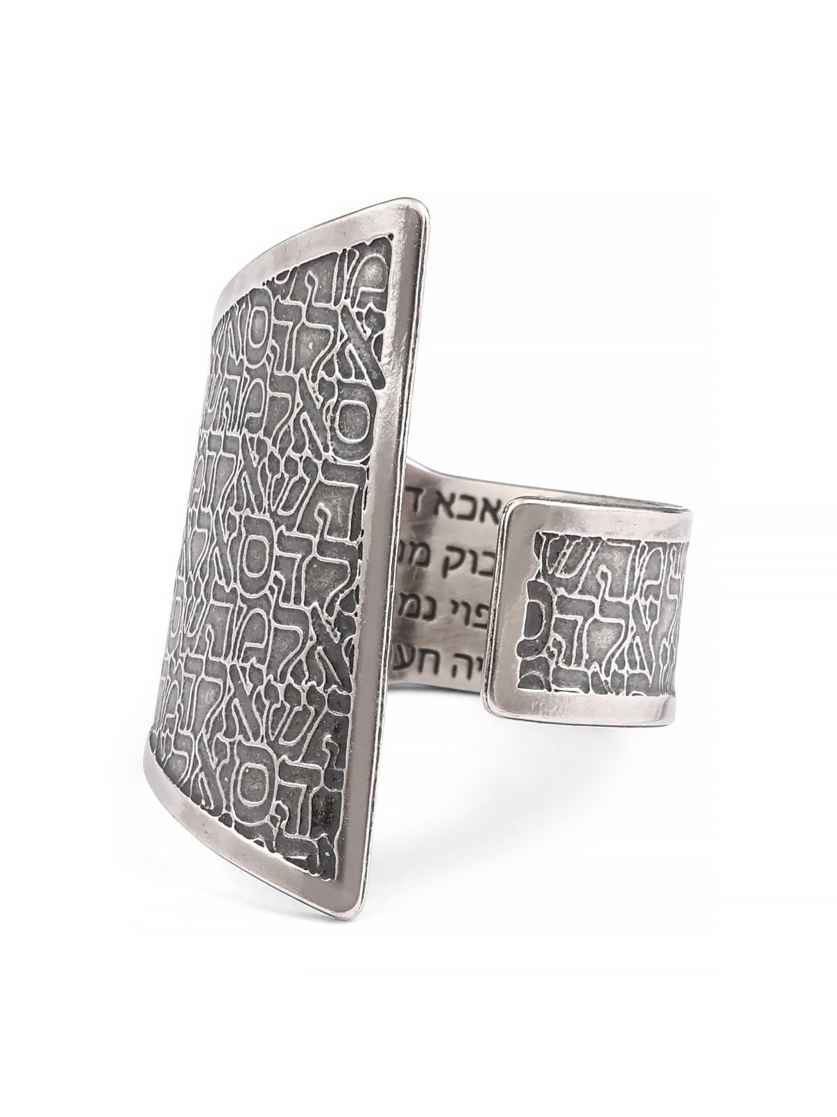 Bague Kabbale Ouverte Ajustable En Argent Sterling 925 Noirci - Trois Na