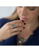 Bague Kabbale Ouverte Ajustable En Argent Sterling 925 Noirci - Trois Na