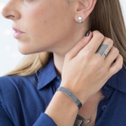 Blackened 925 Sterling Silver Adjustable Open Kabbalah Ring - Three Na