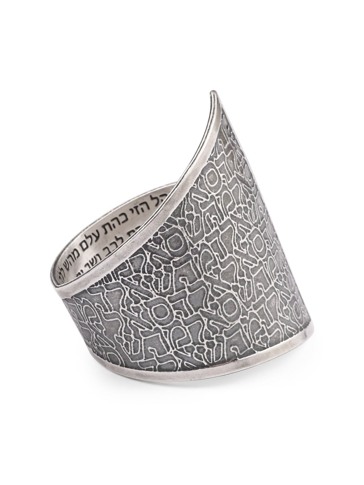 Bague Kabbale Ouverte Ajustable En Argent Sterling 925 Noirci - Trois Na