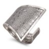 Blackened 925 Sterling Silver Adjustable Open Kabbalah Ring - Three Na