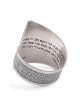 Blackened 925 Sterling Silver Adjustable Open Kabbalah Ring - Three Na