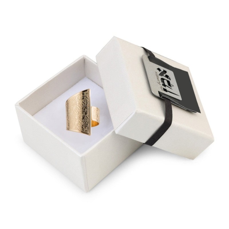 18K Gold-Plated Adjustable Kabbalah Ring - Three Names of God