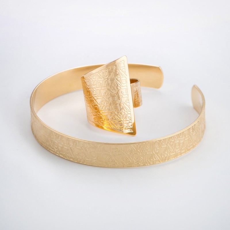 Bague Kabbale Ajustable Plaquée Or 18 Carats - Trois Noms de Dieu