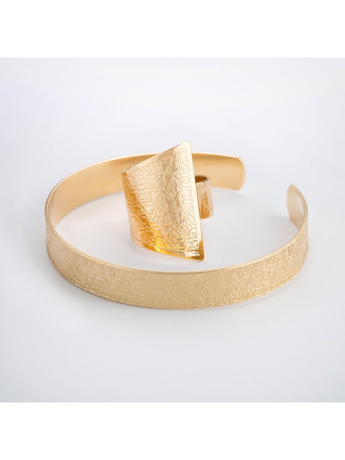 18K Gold-Plated Adjustable Kabbalah Ring - Three Names of God