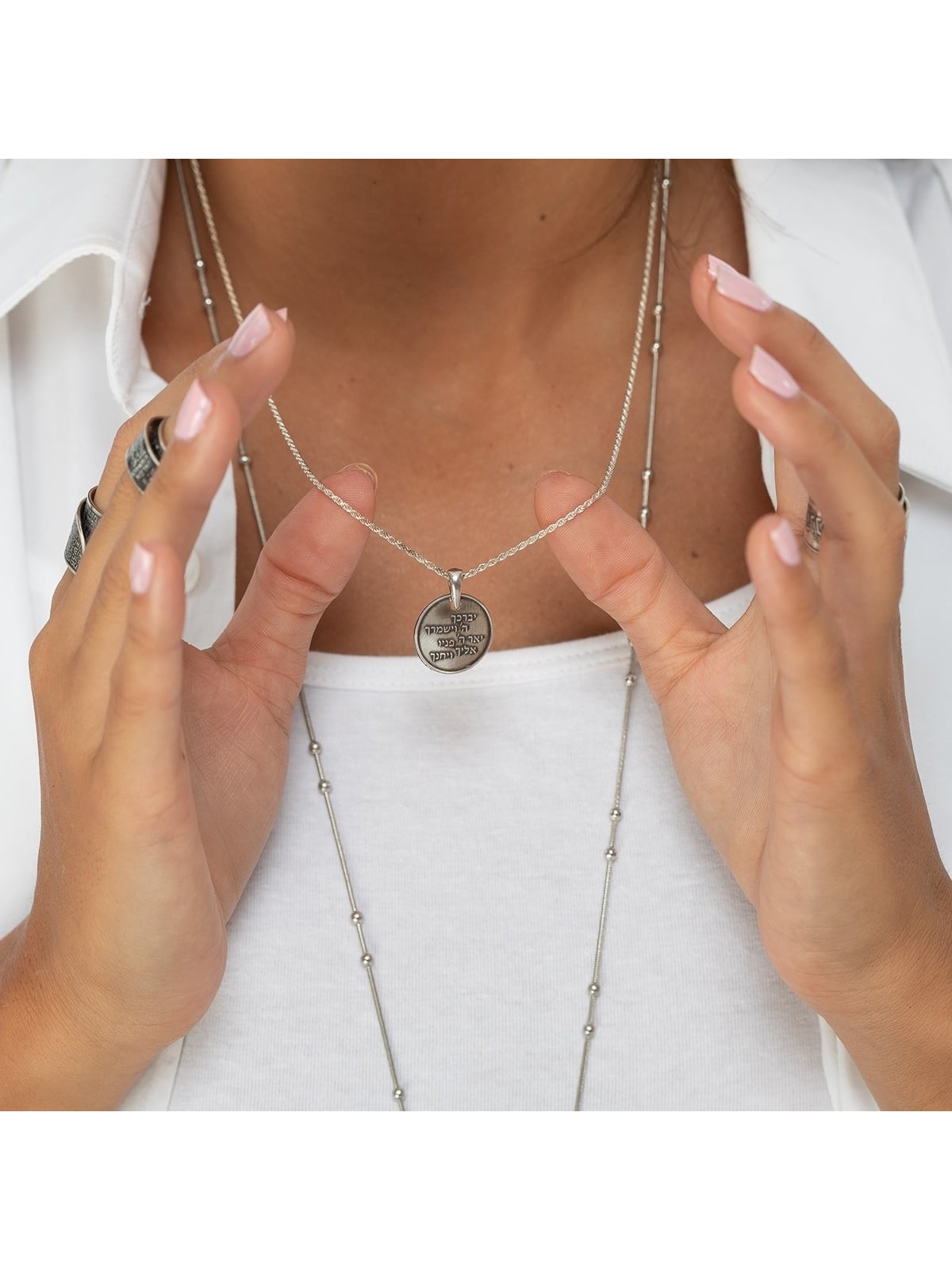 Collier rond de bénédiction sacerdotale en argent sterling 925 obscurci