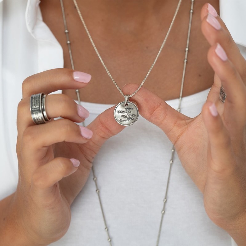 Darkened 925 Sterling Silver Priestly Blessing Round Necklace
