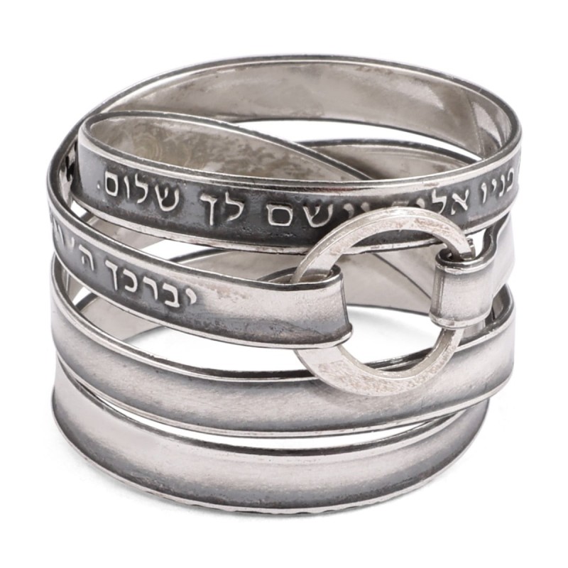 Bague en argent sterling 925 noirci avec bénédiction sacerdotale (Nombres 6 : 2)