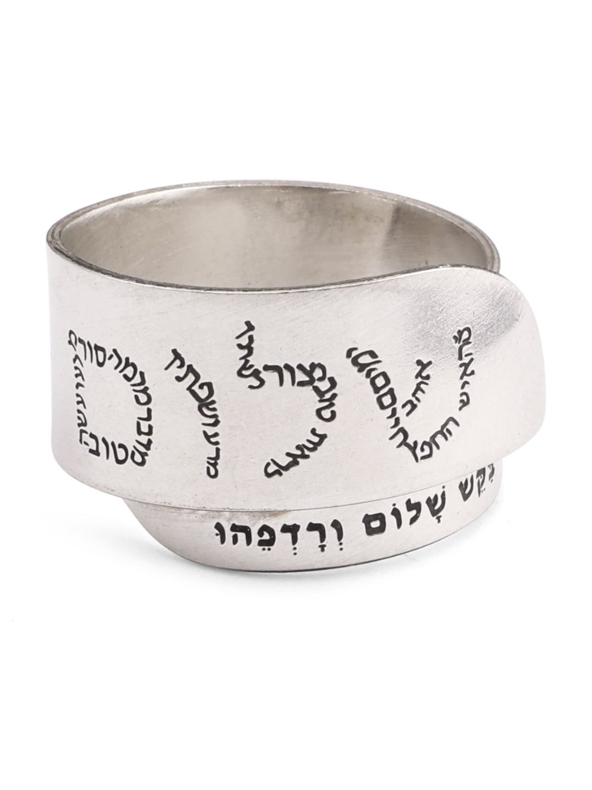 טבעת לשני המינים מתכווננת מכסף סטרלינג מושחר בעבודת יד - Man Wh