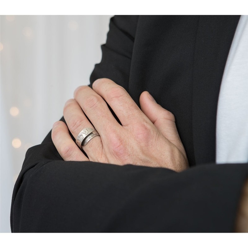 Bague unisexe réglable en argent sterling 925 noirci faite à la main - Man Wh