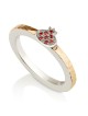 Bague grenade martelée en argent sterling 925 et or 9 carats avec zircon St