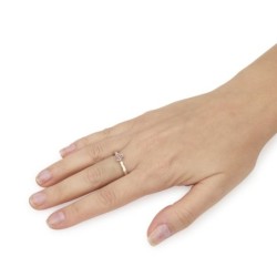 925 Sterling Silver & 9K Gold Hammered Pomegranate Ring with Zircon St