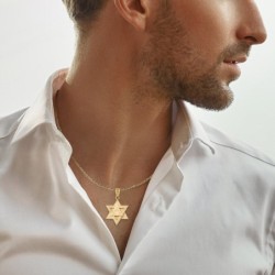 14K Gold Triple-Layered Unisex Star of David Pendant