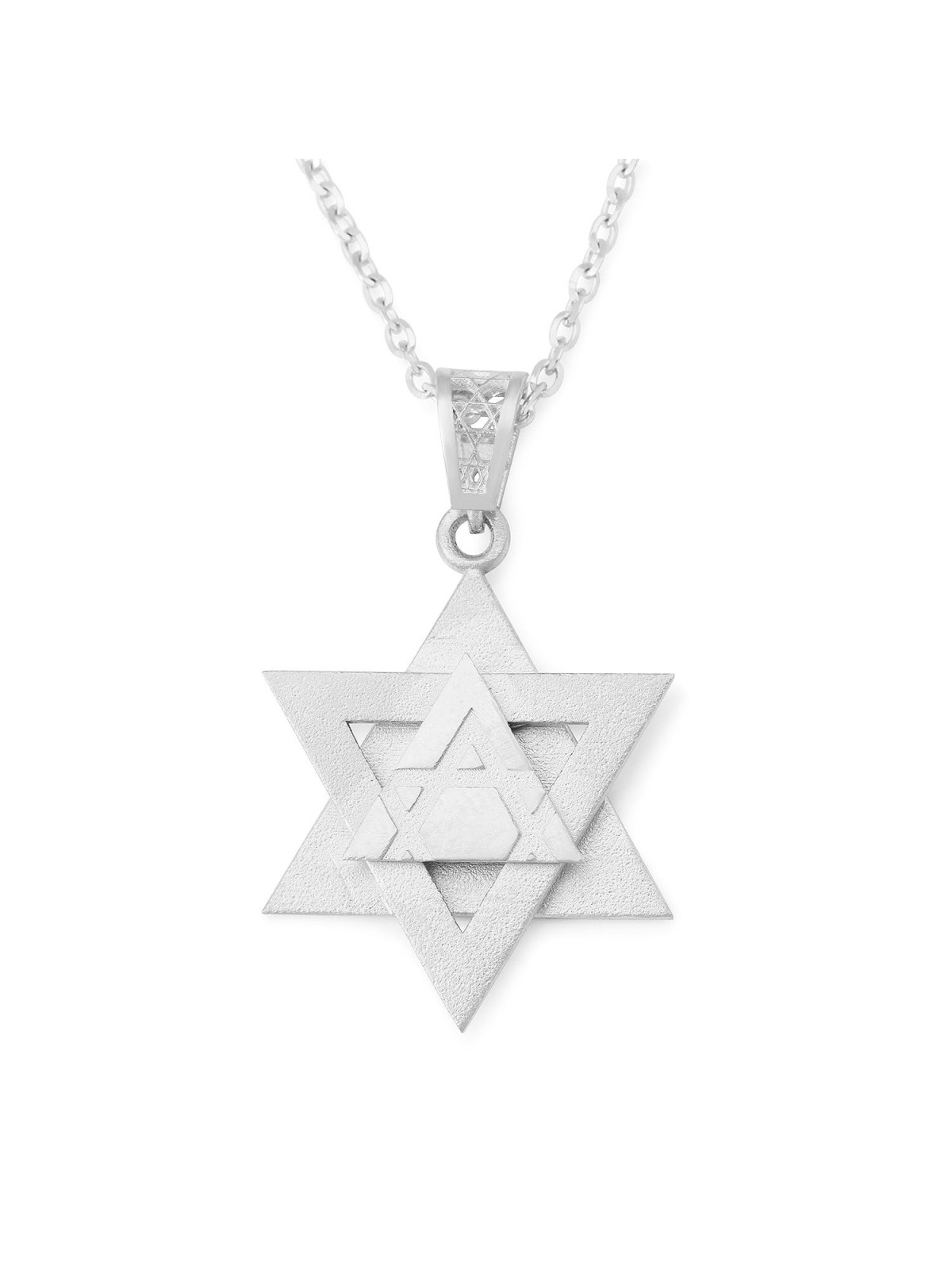 14K Gold Triple-Layered Unisex Star of David Pendant
