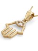14K Gold Hamsa Pendant Necklace With Diamond-Accented Evil Eye Design