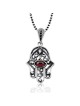 Collier Hamsa en filigrane en argent sterling avec pierre grenat