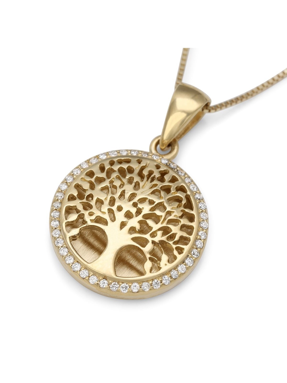 Collier pendentif arbre de vie en or 14 carats avec diamants étincelants