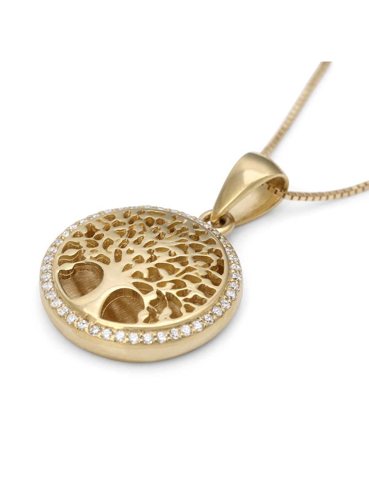 Collier pendentif arbre de vie en or 14 carats avec diamants étincelants