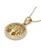 Collier pendentif arbre de vie en or 14 carats avec diamants étincelants