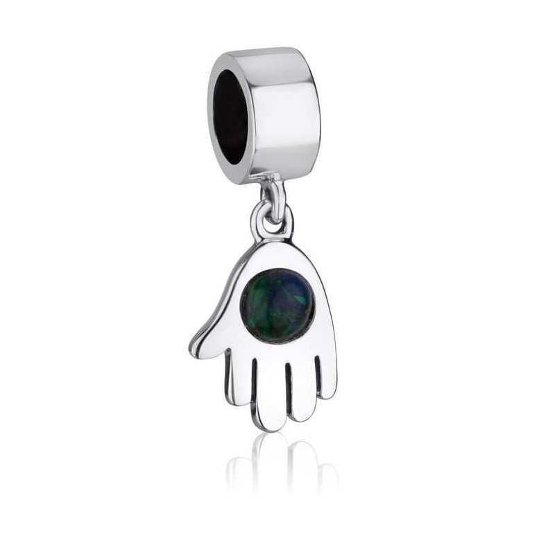 Marina Jewelry Sterling Silver Hamsa Pendant Charm with Lapis Lazuli S