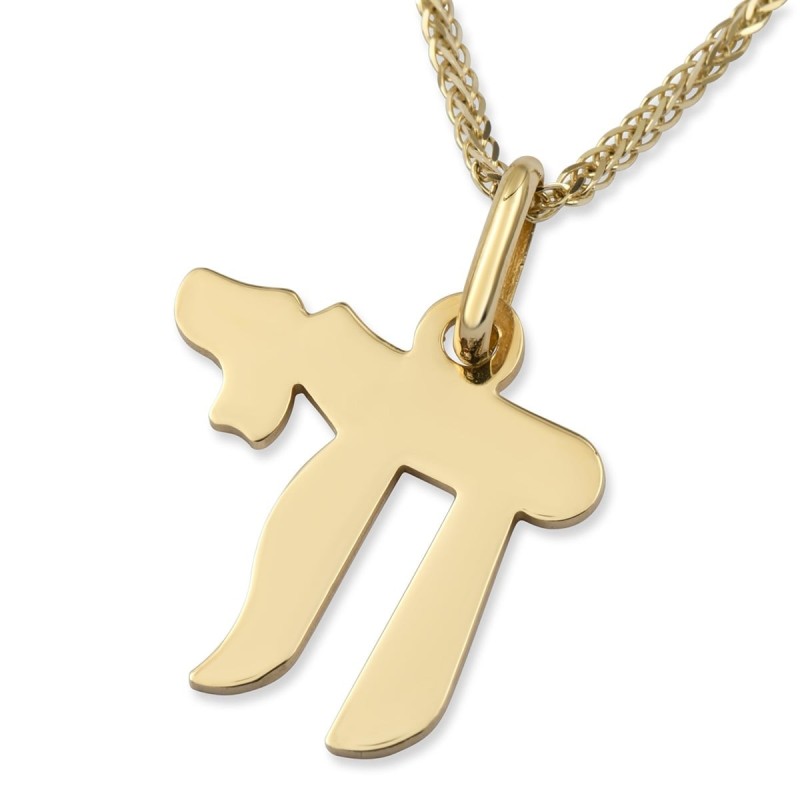 Collier pendentif Chai en or 14 carats (choix de couleurs)