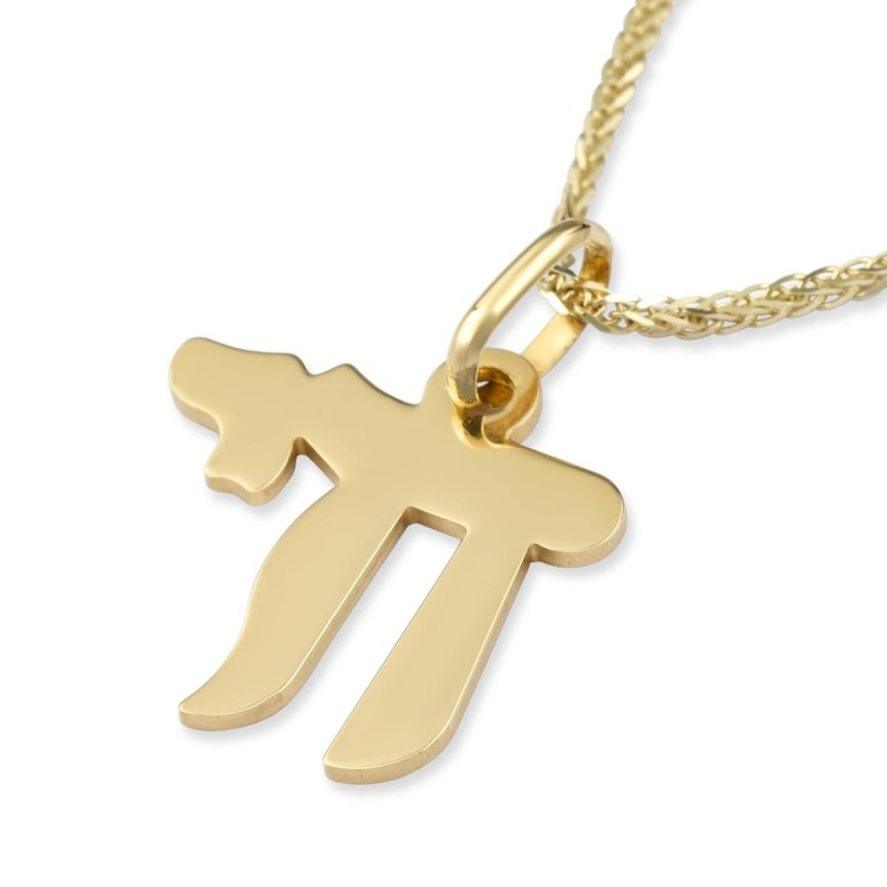 Collier pendentif Chai en or 14 carats (choix de couleurs)