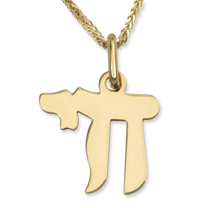 Collier pendentif Chai en or 14 carats (choix de couleurs)