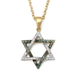 Anbinder Jewelry 14K Gold Blue and White Diamond Studded Star of David