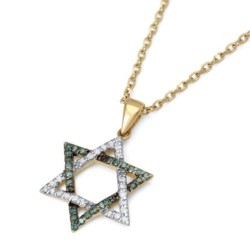 Anbinder Jewelry 14K Gold Blue and White Diamond Studded Star of David