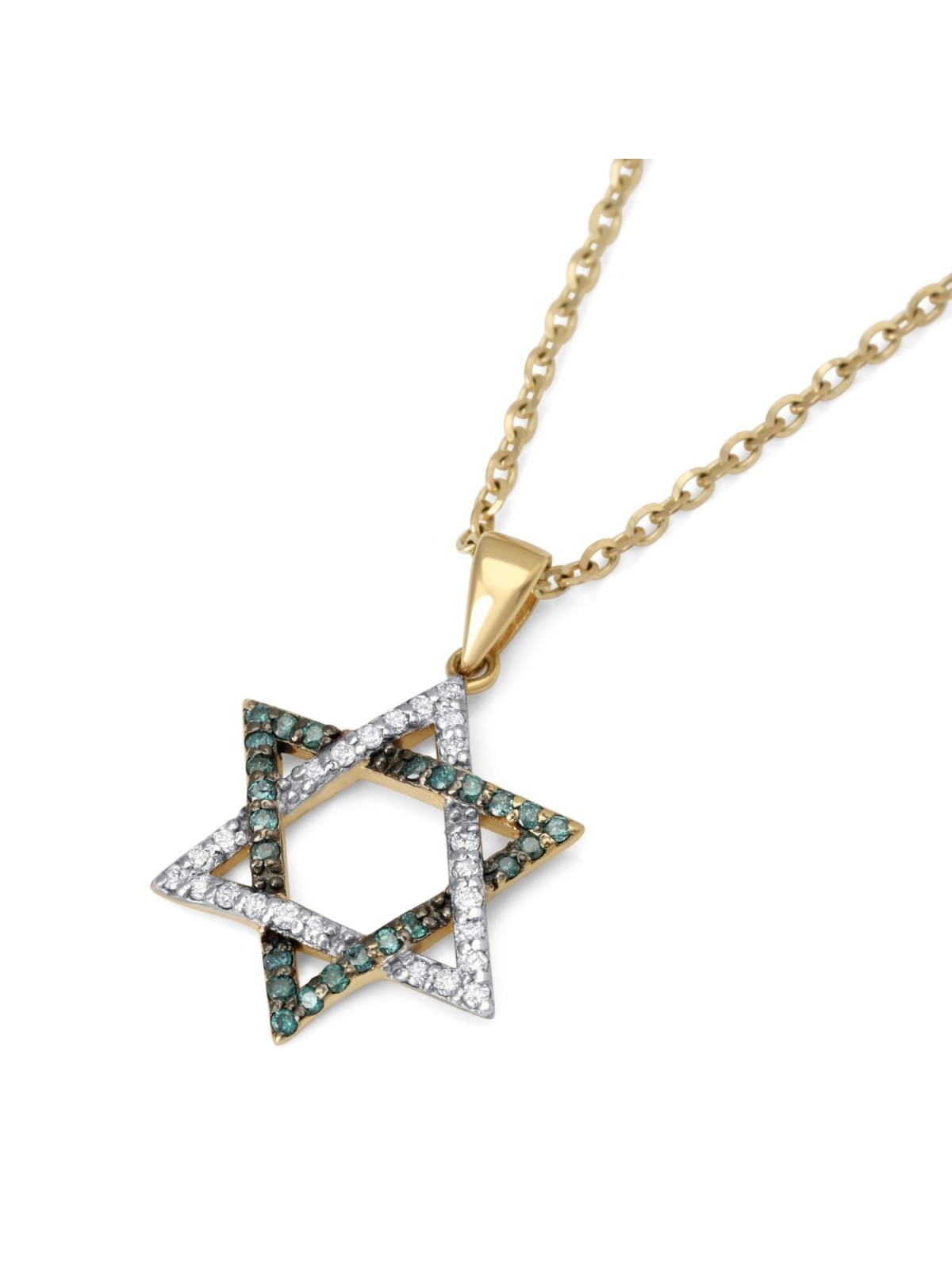 Anbinder Jewelry Étoile de David cloutée en or 14 carats avec diamants bleus et blancs