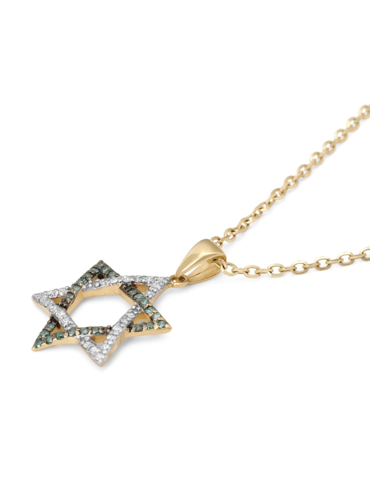Anbinder Jewelry 14K Gold Blue and White Diamond Studded Star of David