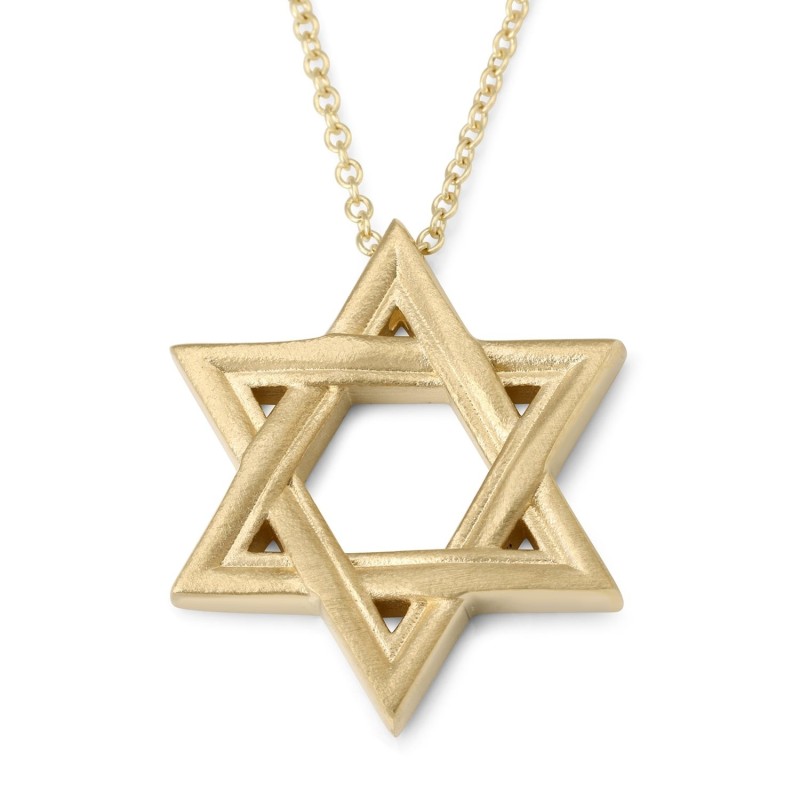 Pendentif étoile de David unisexe en or 14 carats élégamment doublé