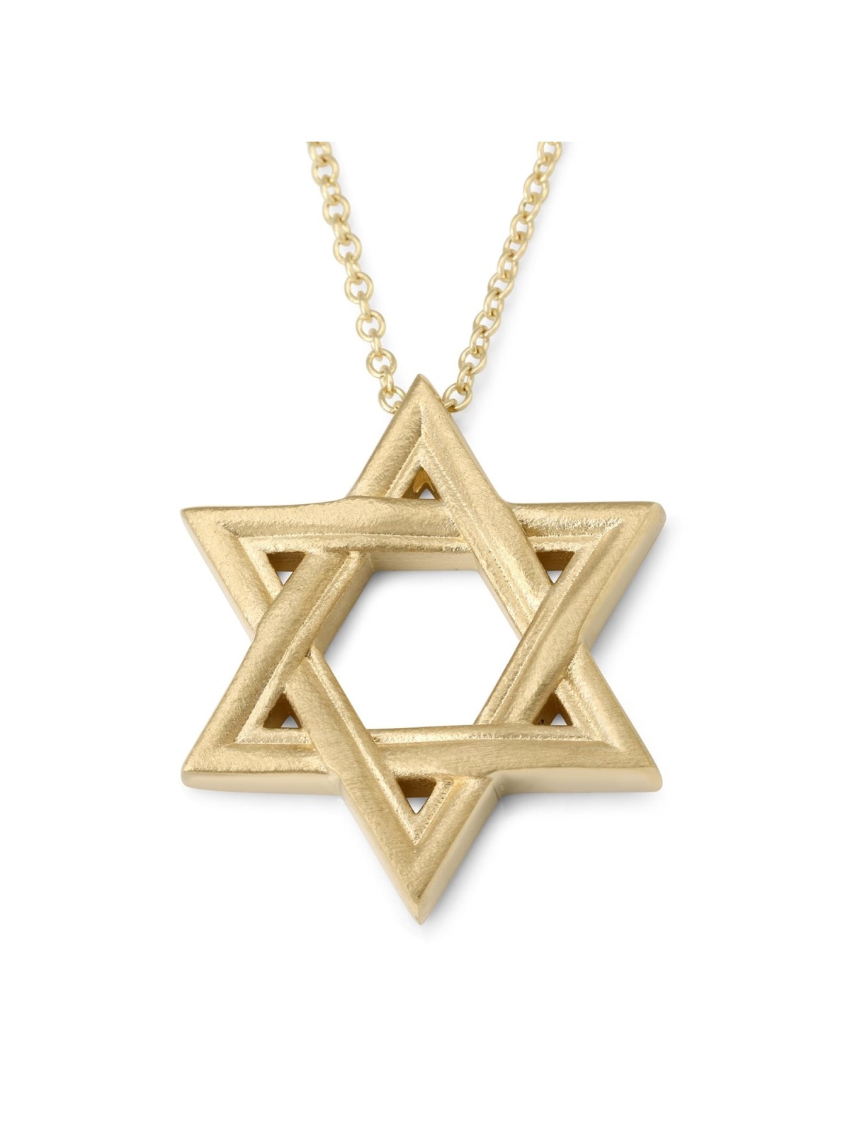 14K Gold Elegantly Lined Unisex Star of David Pendant