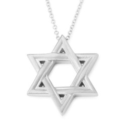 14K Gold Elegantly Lined Unisex Star of David Pendant