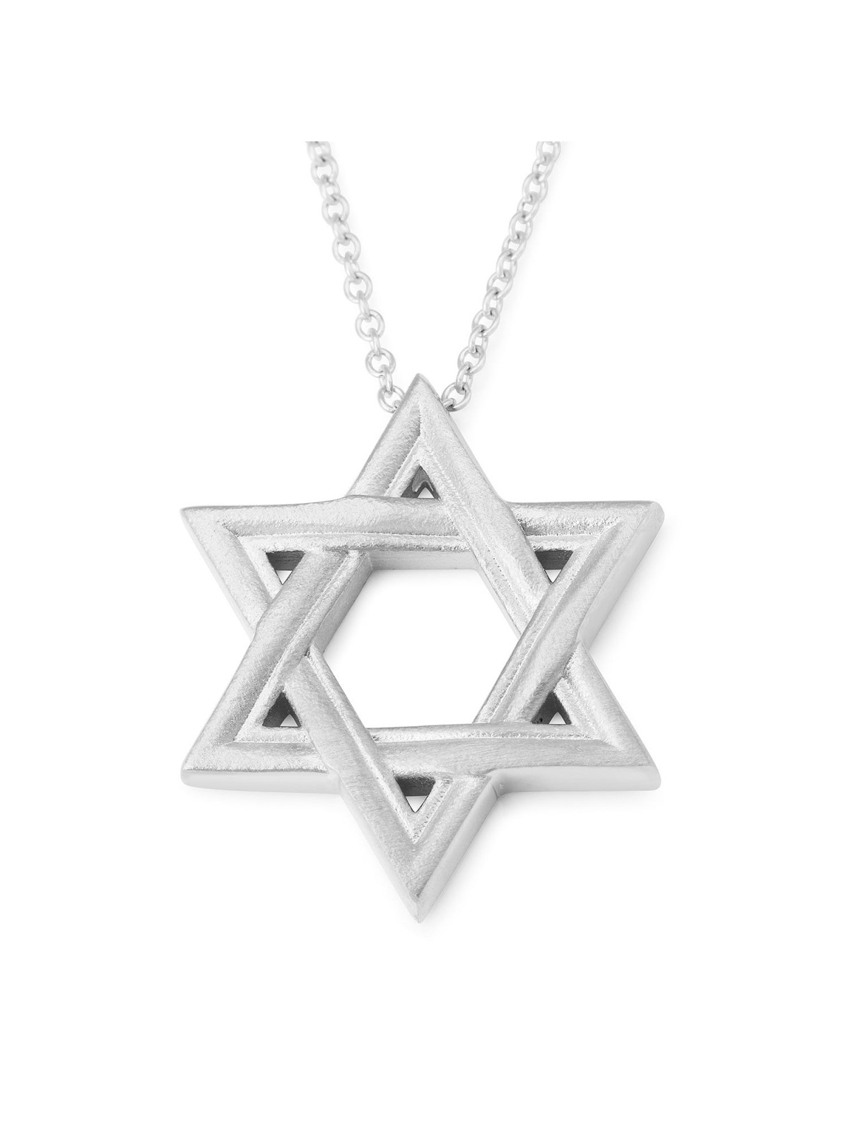 14K Gold Elegantly Lined Unisex Star of David Pendant