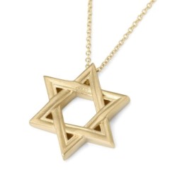 14K Gold Elegantly Lined Unisex Star of David Pendant