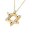 14K Gold Elegantly Lined Unisex Star of David Pendant