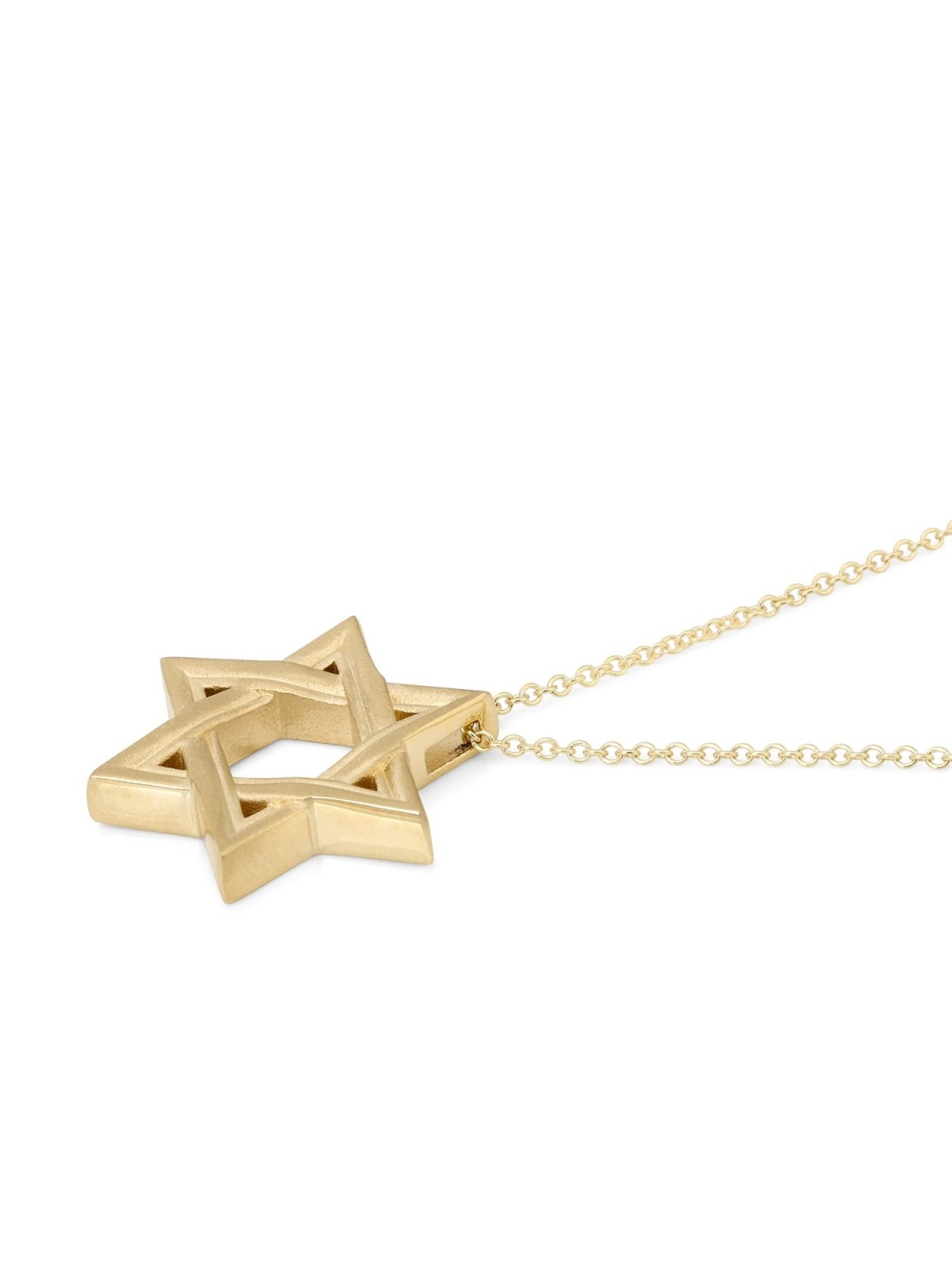 14K Gold Elegantly Lined Unisex Star of David Pendant