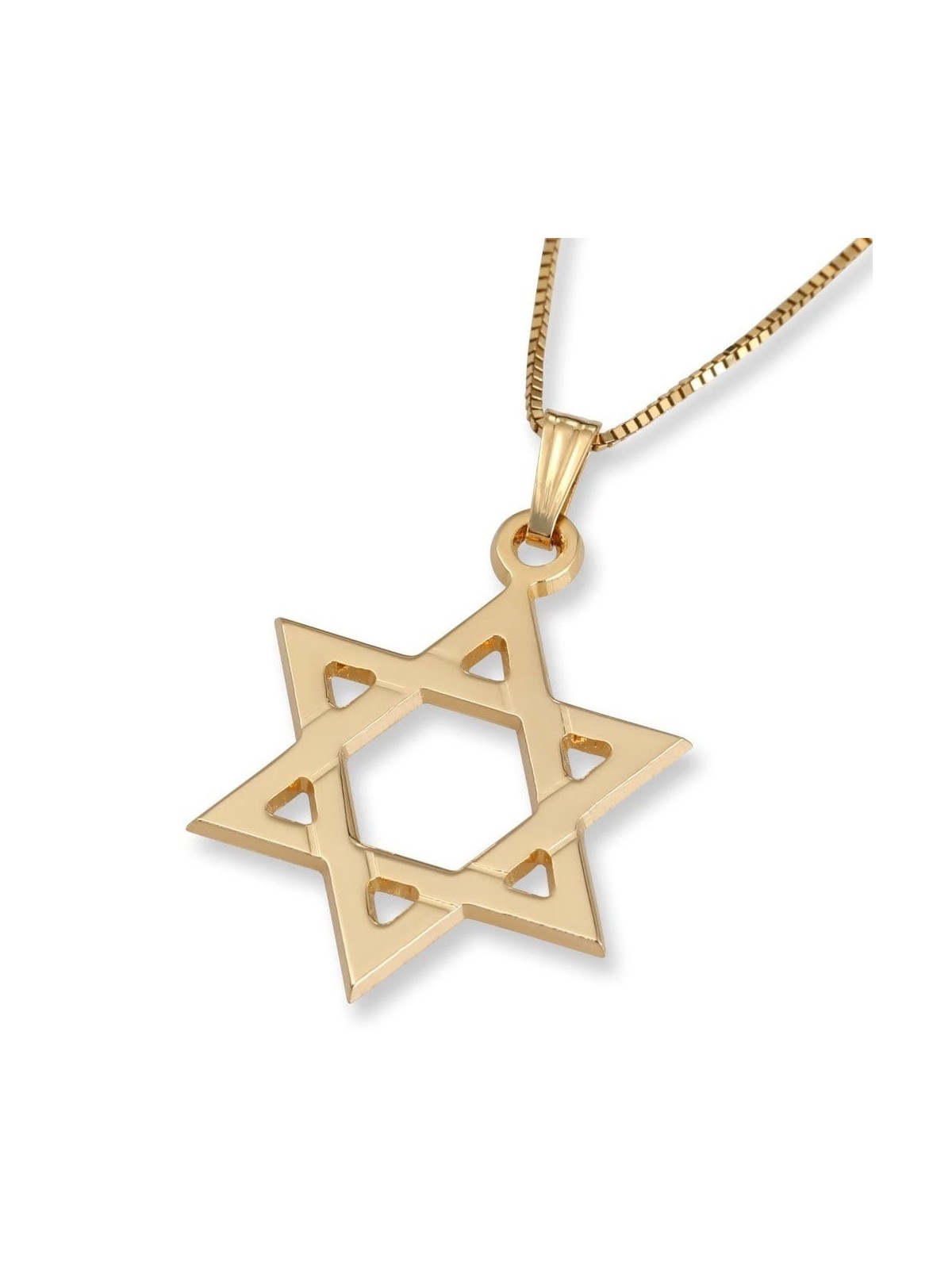14K Gold Grooved Star of David Pendant Necklace