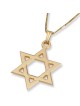 14K Gold Grooved Star of David Pendant Necklace