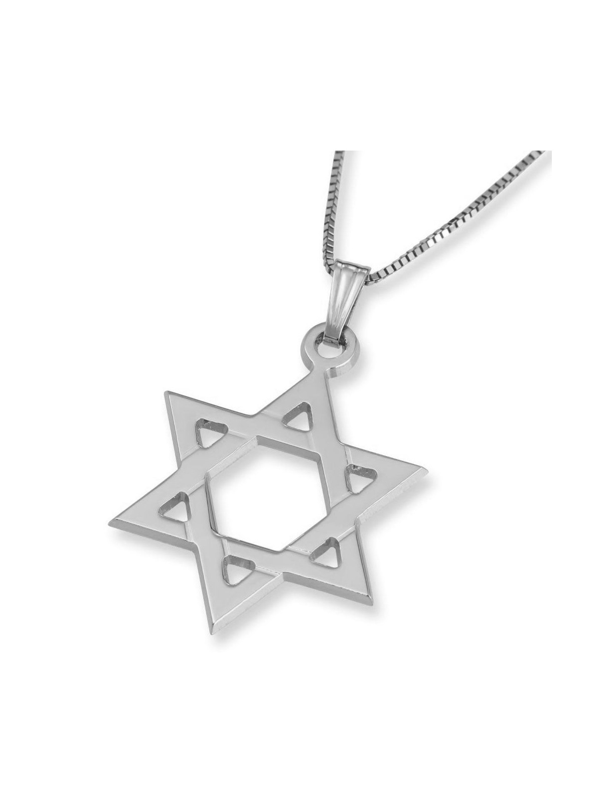 14K Gold Grooved Star of David Pendant Necklace