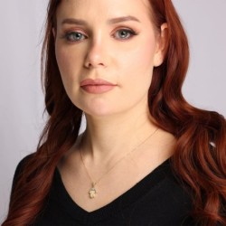 14K Yellow Gold Hamsa Pendant with Diamond Evil Eye - Small