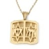 14K Gold and Diamonds Ten Commandments Pendant with Hamsa and Star of