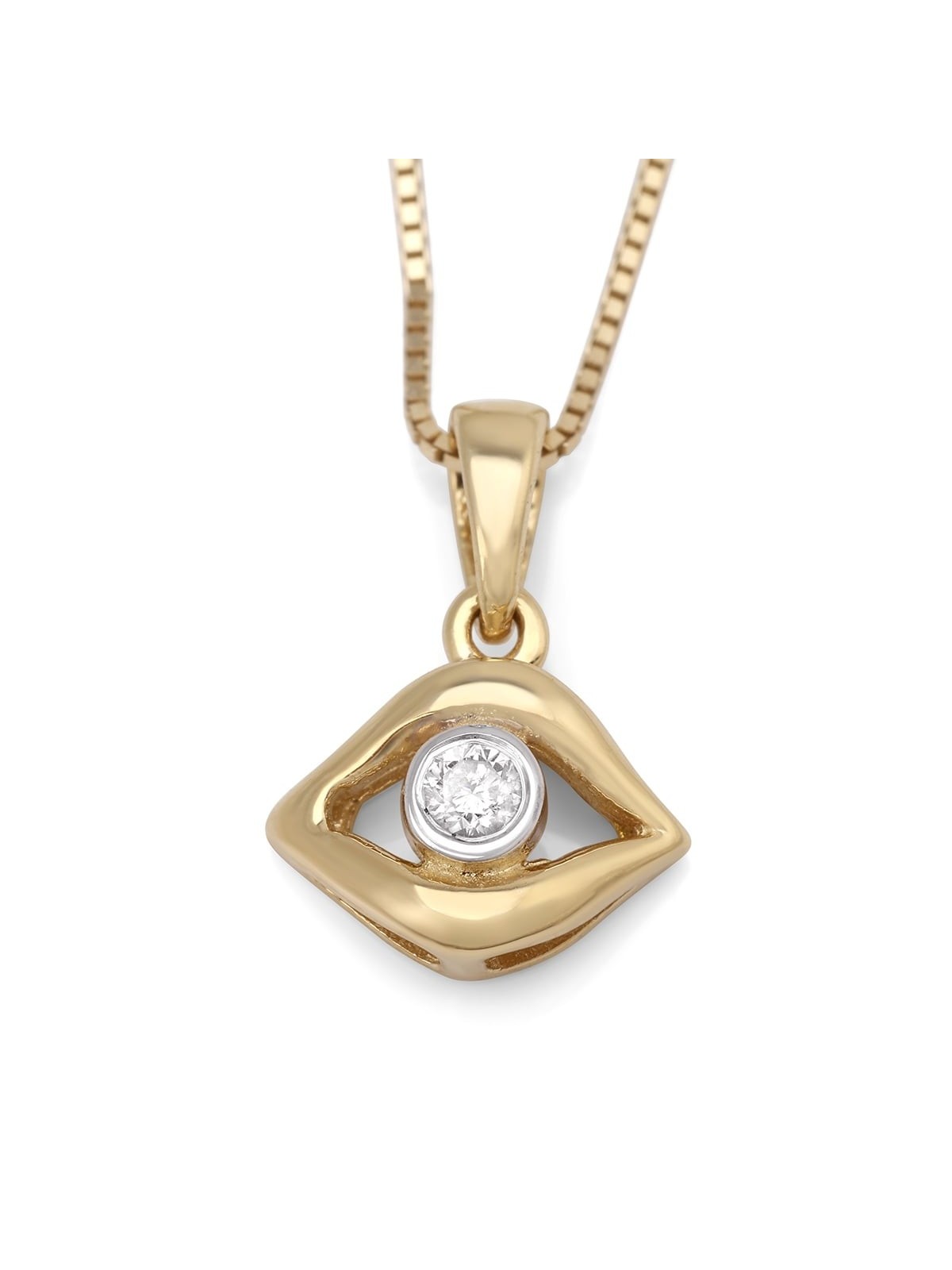 Chic Evil Eye 14K Gold Pendant Necklace With Diamond