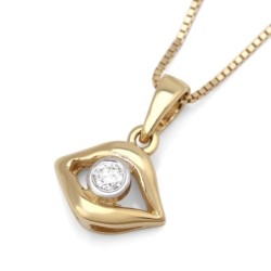 Chic Evil Eye 14K Gold Pendant Necklace With Diamond