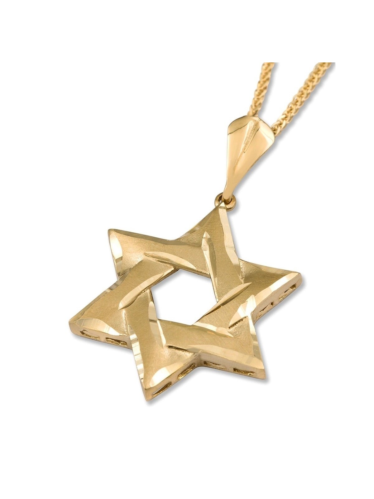 Collier à pendentif étoile de David entrelacée en or jaune 14 carats de luxe