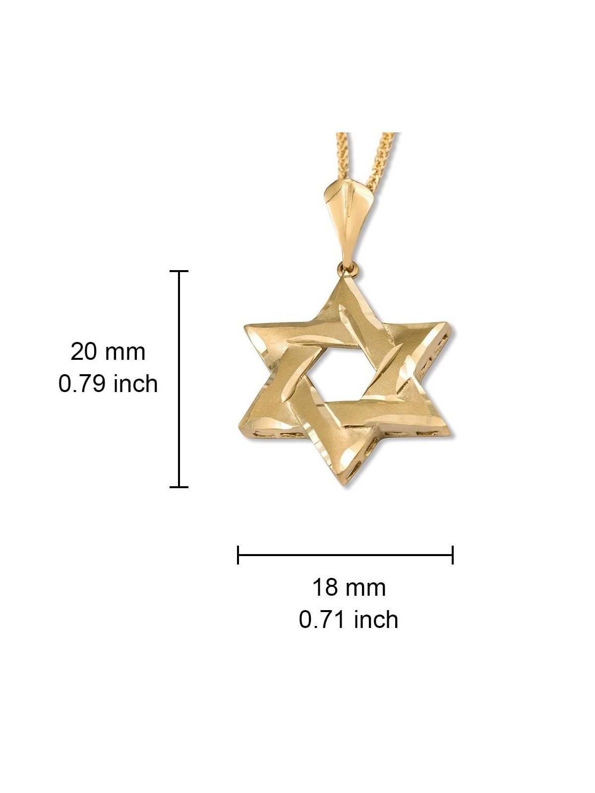 Deluxe 14K Yellow Gold Interlocking Star of David Pendant Necklace