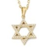 14K Gold Star of David Pendant Necklace with Diamond Embellishments