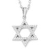 14K Gold Star of David Pendant Necklace with Diamond Embellishments