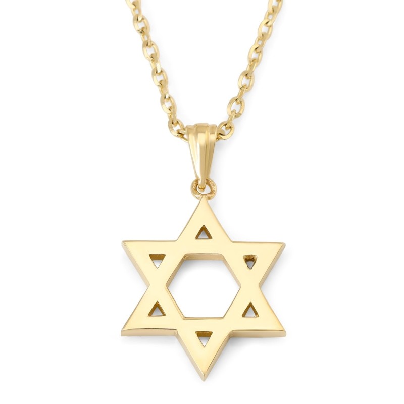 Collier pendentif étoile de David en or 14 carats avec embellissements de diamants